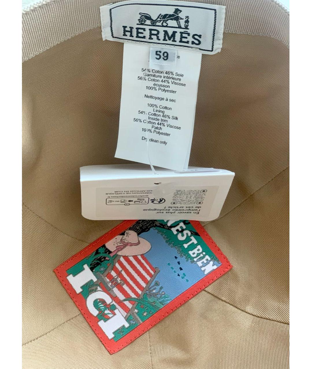 HERMES Бежевая хлопковая кепка, фото 5
