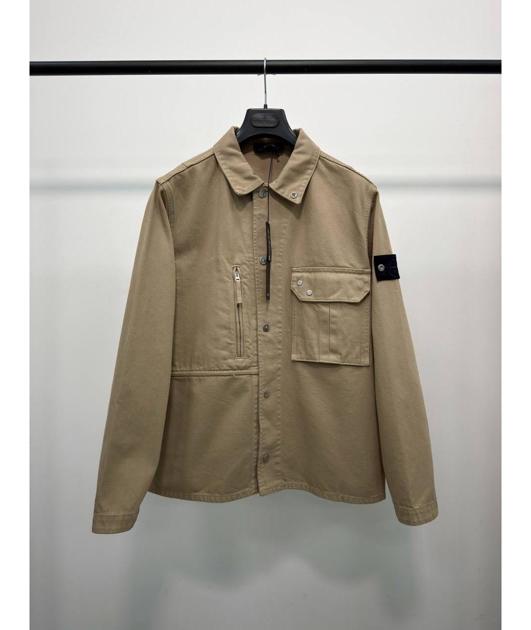STONE ISLAND Бежевая хлопковая кэжуал рубашка, фото 5