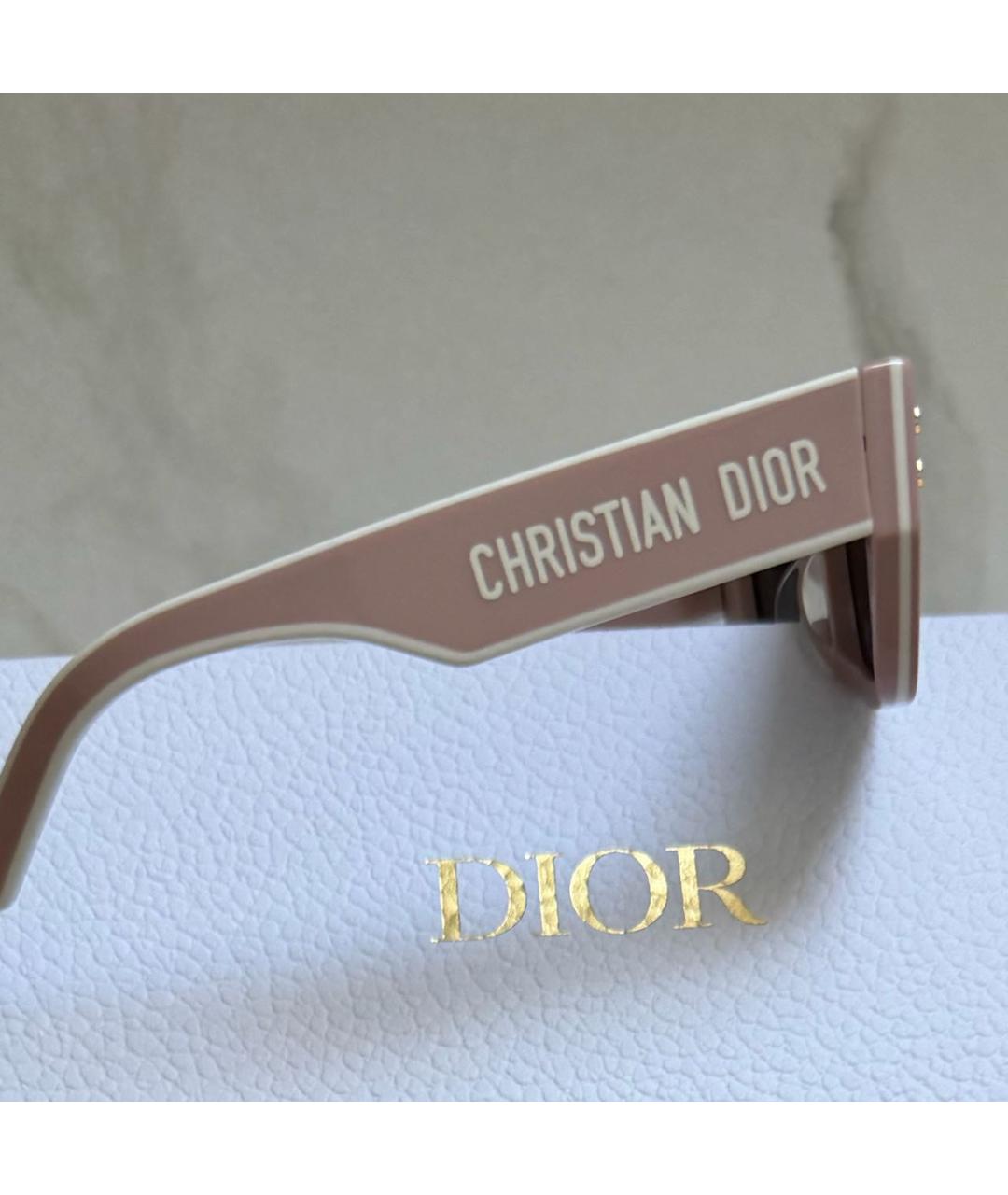 CHRISTIAN DIOR Бежевые пластиковые солнцезащитные очки, фото 3