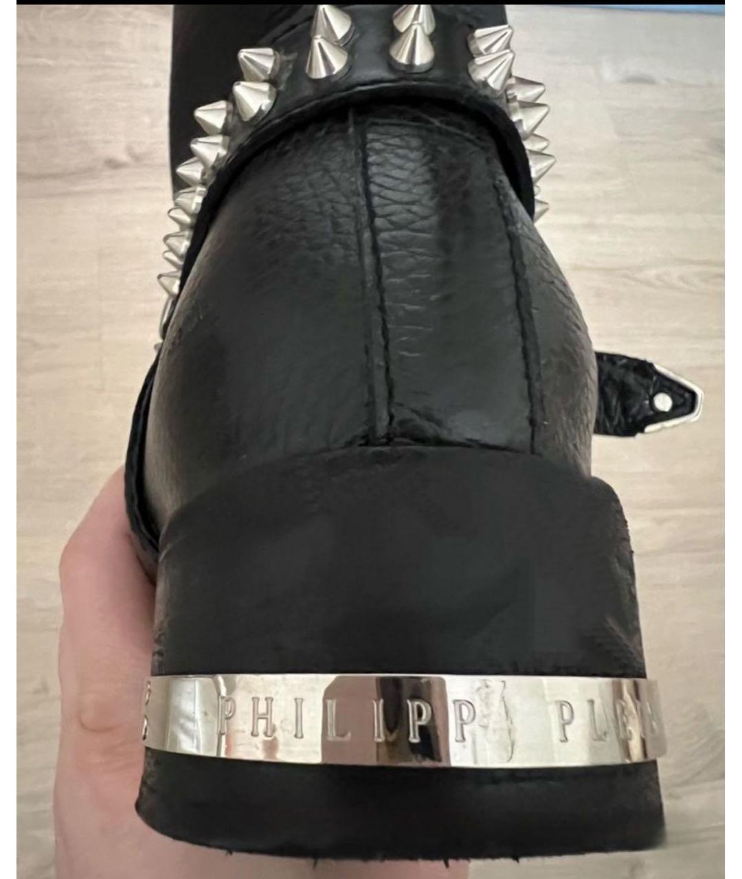 PHILIPP PLEIN Черные кожаные полусапоги, фото 3