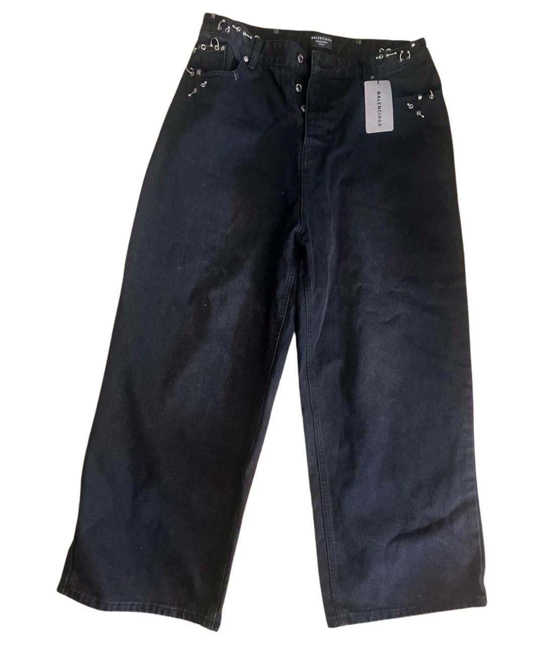 BALENCIAGA Черные хлопковые прямые джинсы, фото 1