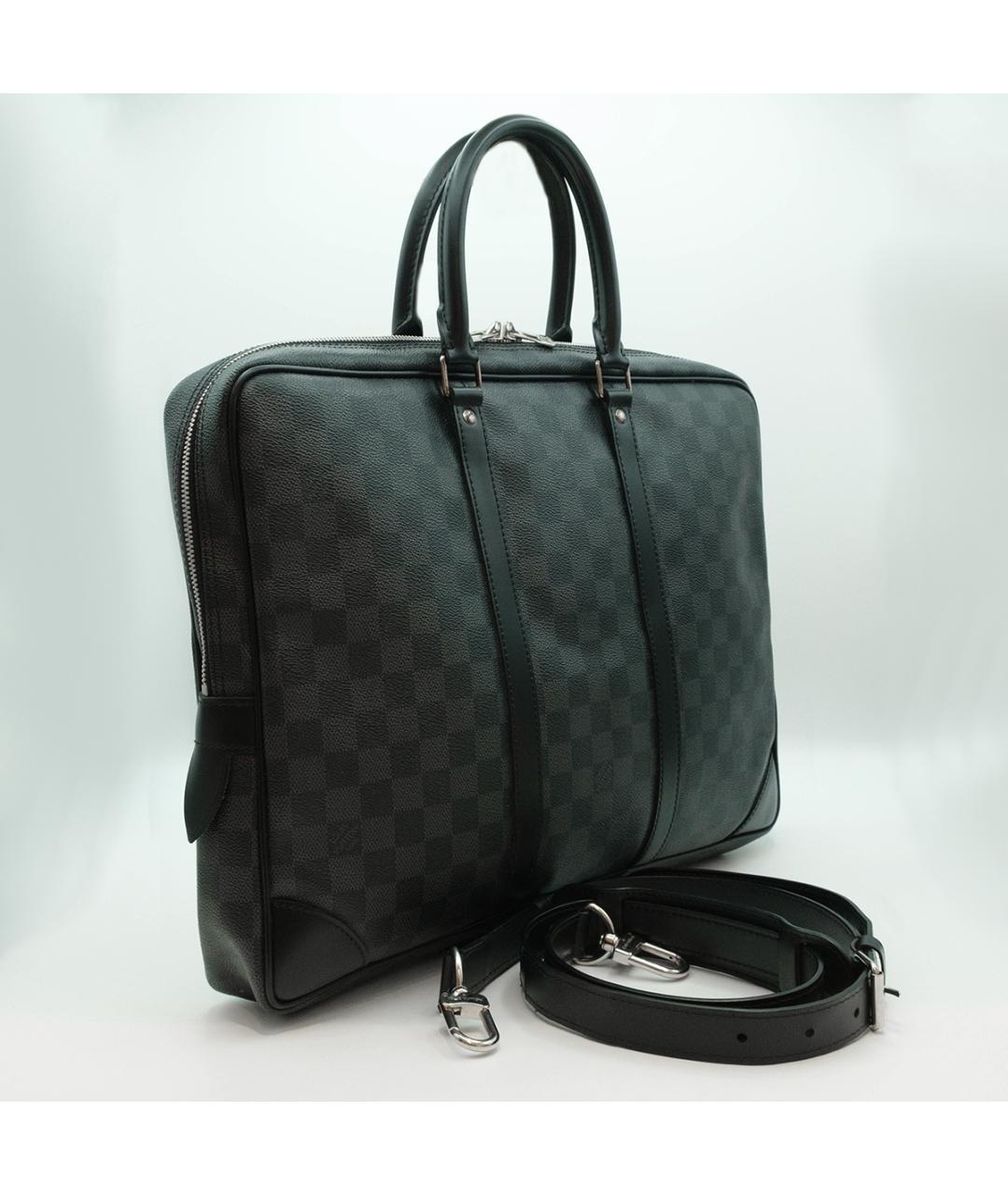LOUIS VUITTON Черный канва портфель, фото 3
