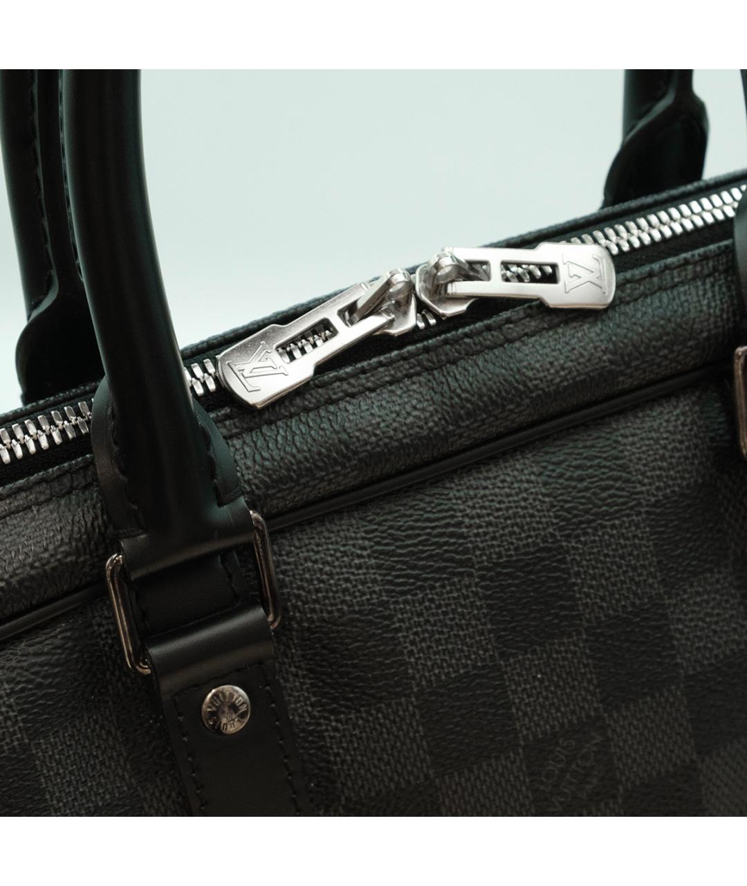 LOUIS VUITTON Черный канва портфель, фото 6