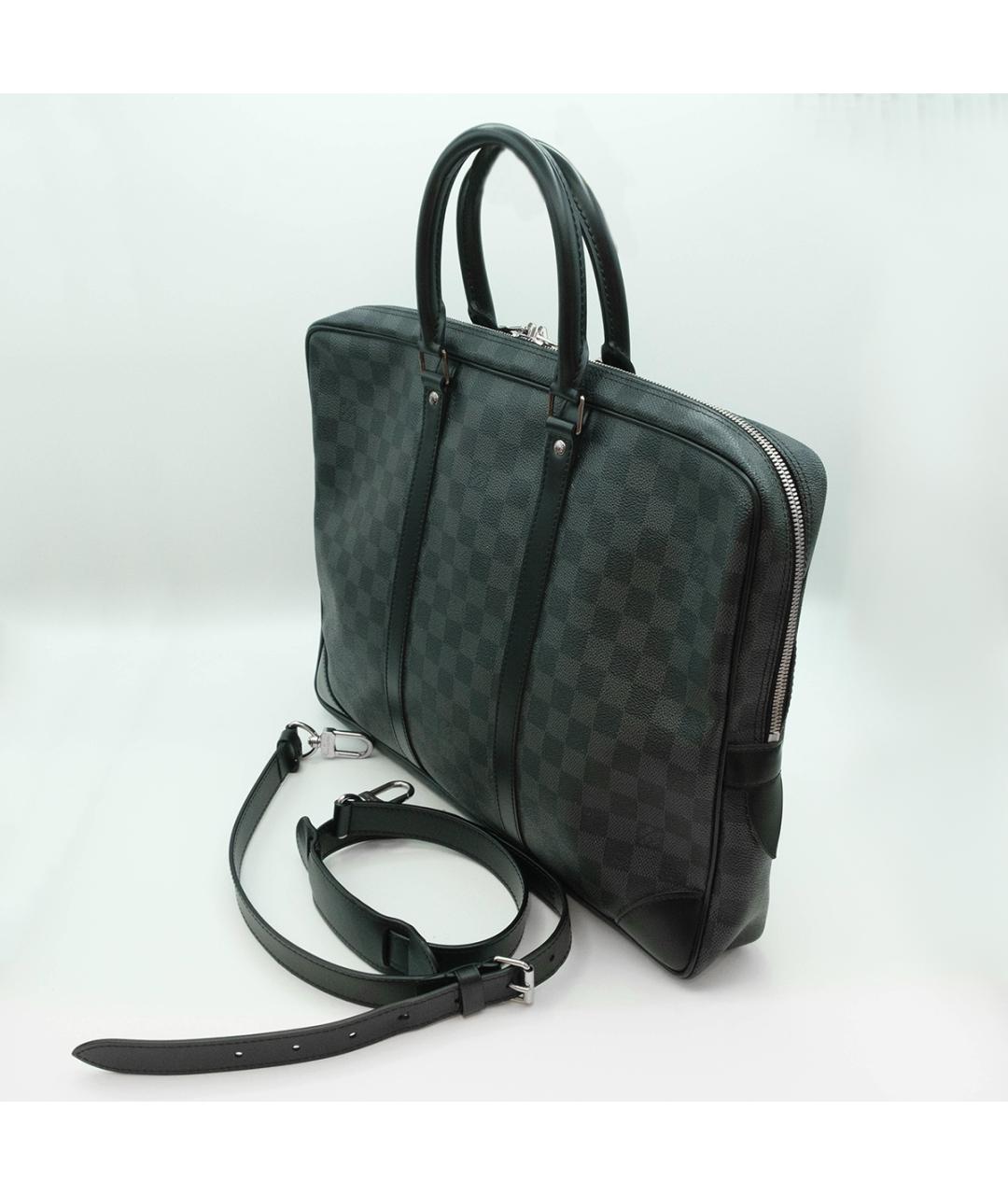 LOUIS VUITTON Черный канва портфель, фото 4