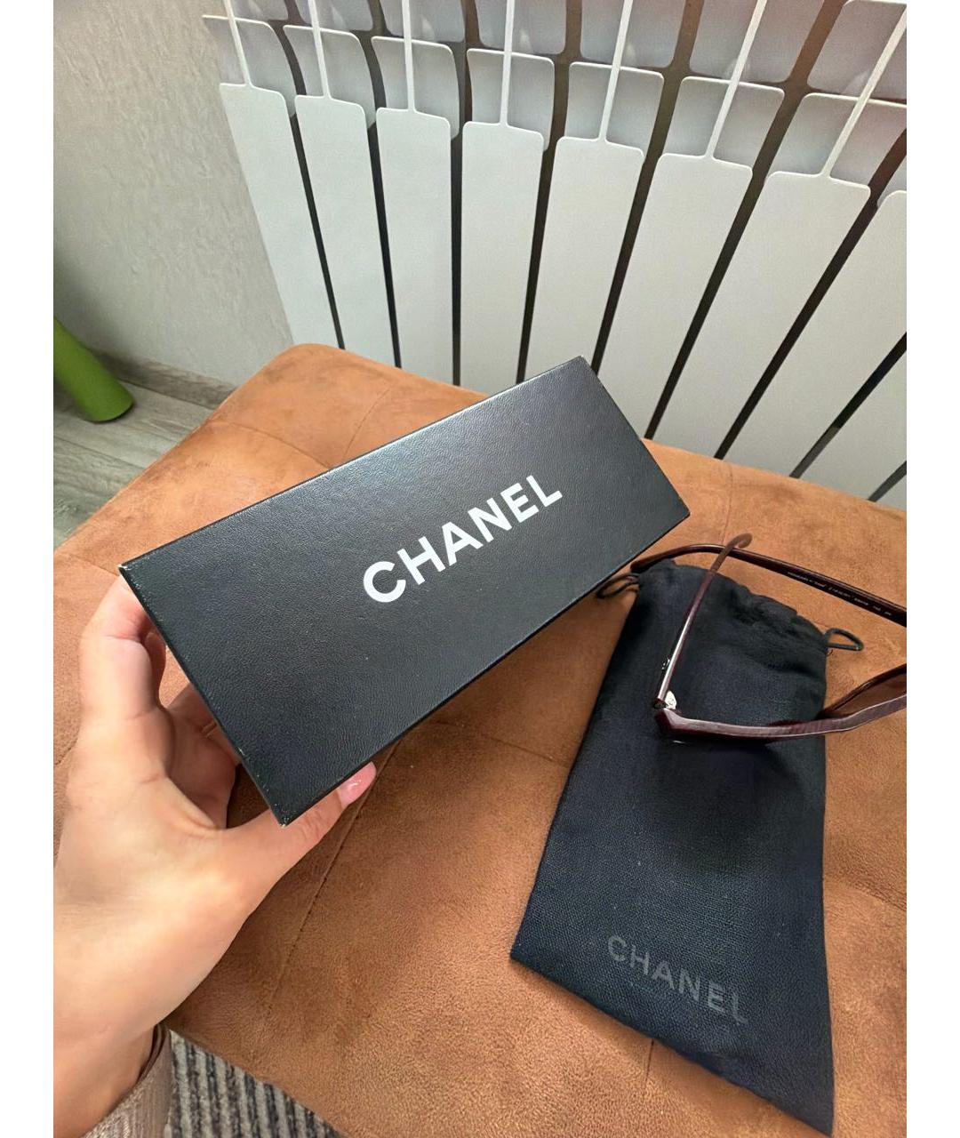CHANEL Коричневые пластиковые солнцезащитные очки, фото 4