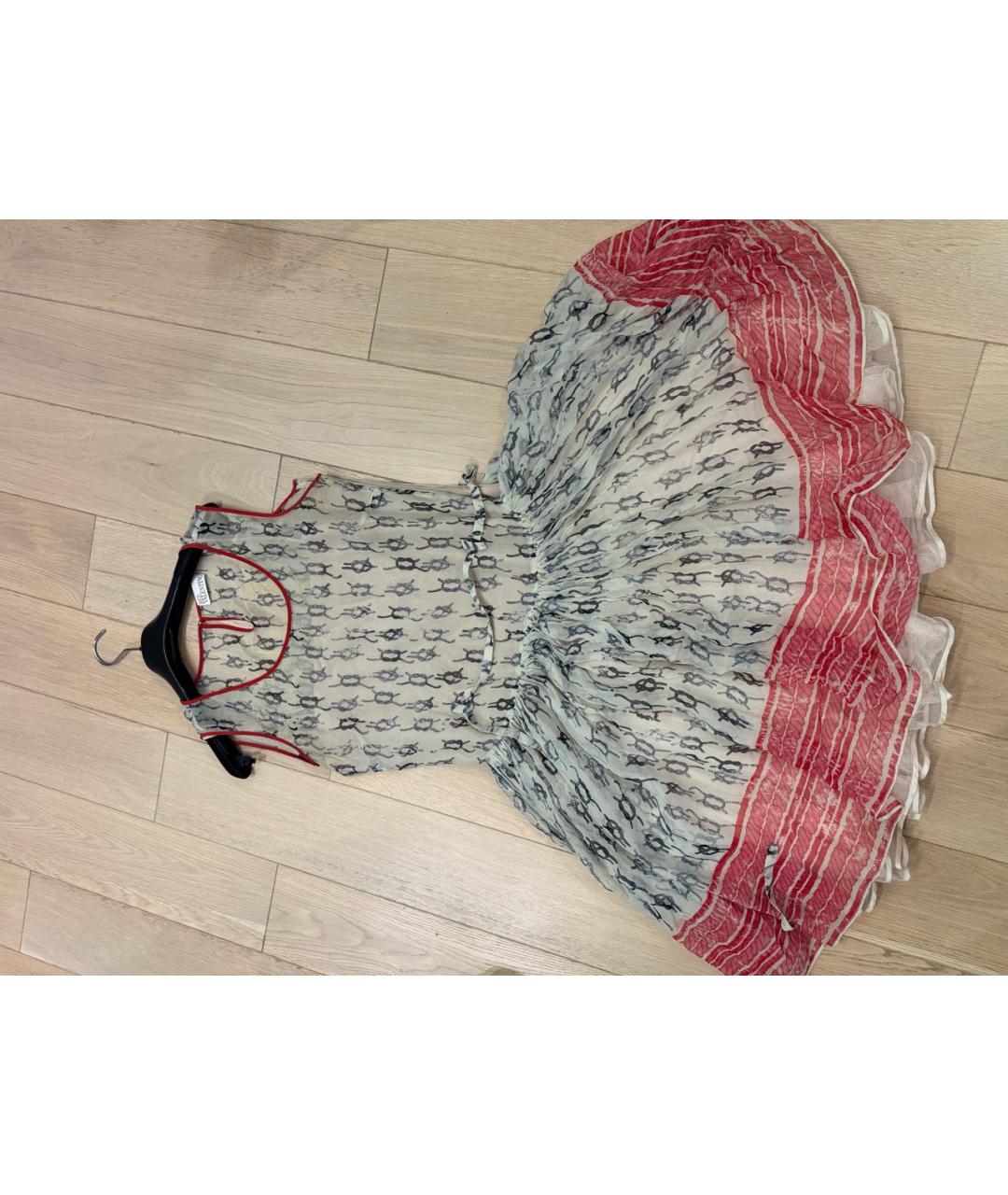 RED VALENTINO Коралловое шифоновое коктейльное платье, фото 5