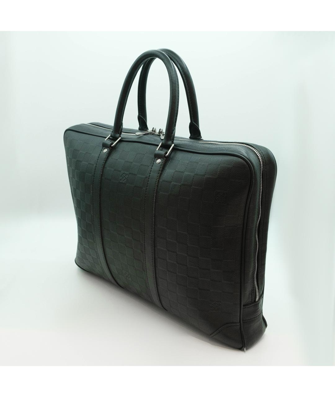 LOUIS VUITTON Черный кожаный портфель, фото 4