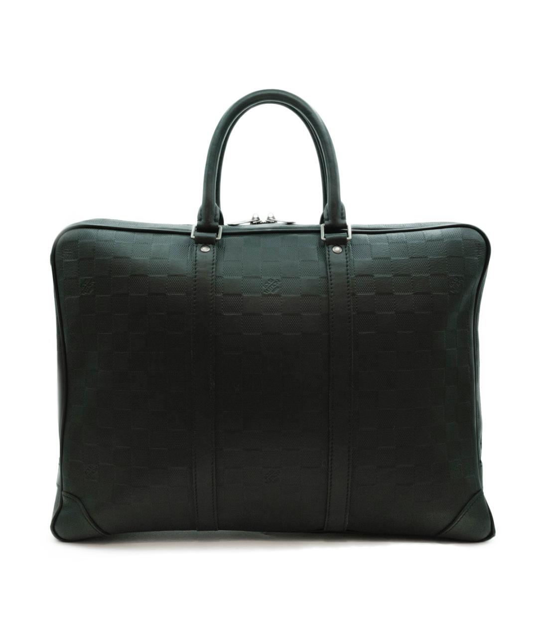 LOUIS VUITTON Черный кожаный портфель, фото 7