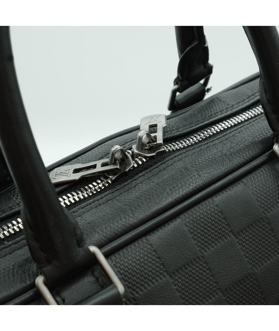 LOUIS VUITTON Черный кожаный портфель, фото 6