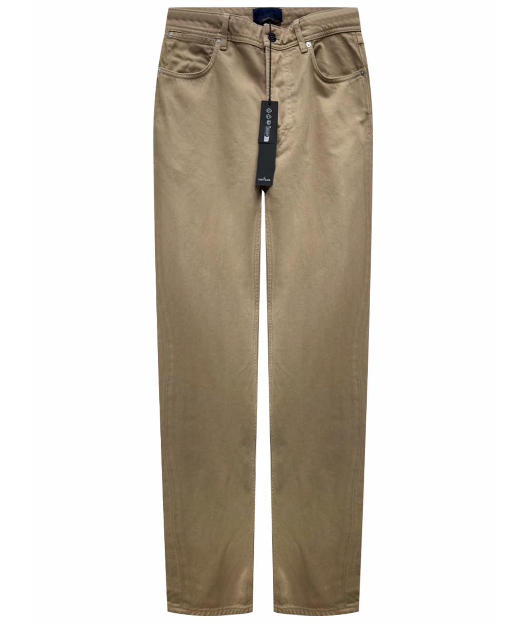 STONE ISLAND Бежевые хлопковые прямые джинсы, фото 1