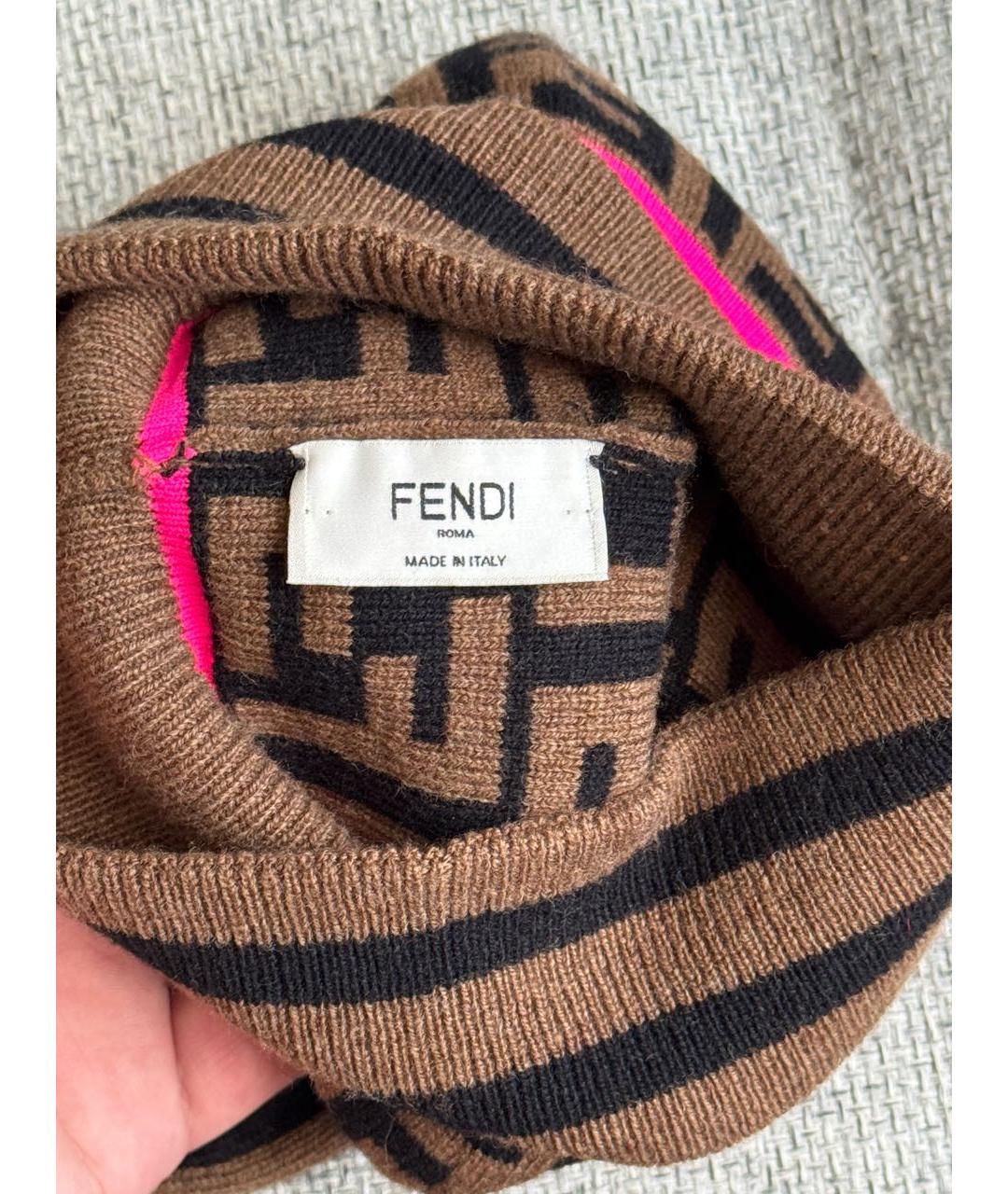 FENDI Коричневая кашемировая шапка, фото 6