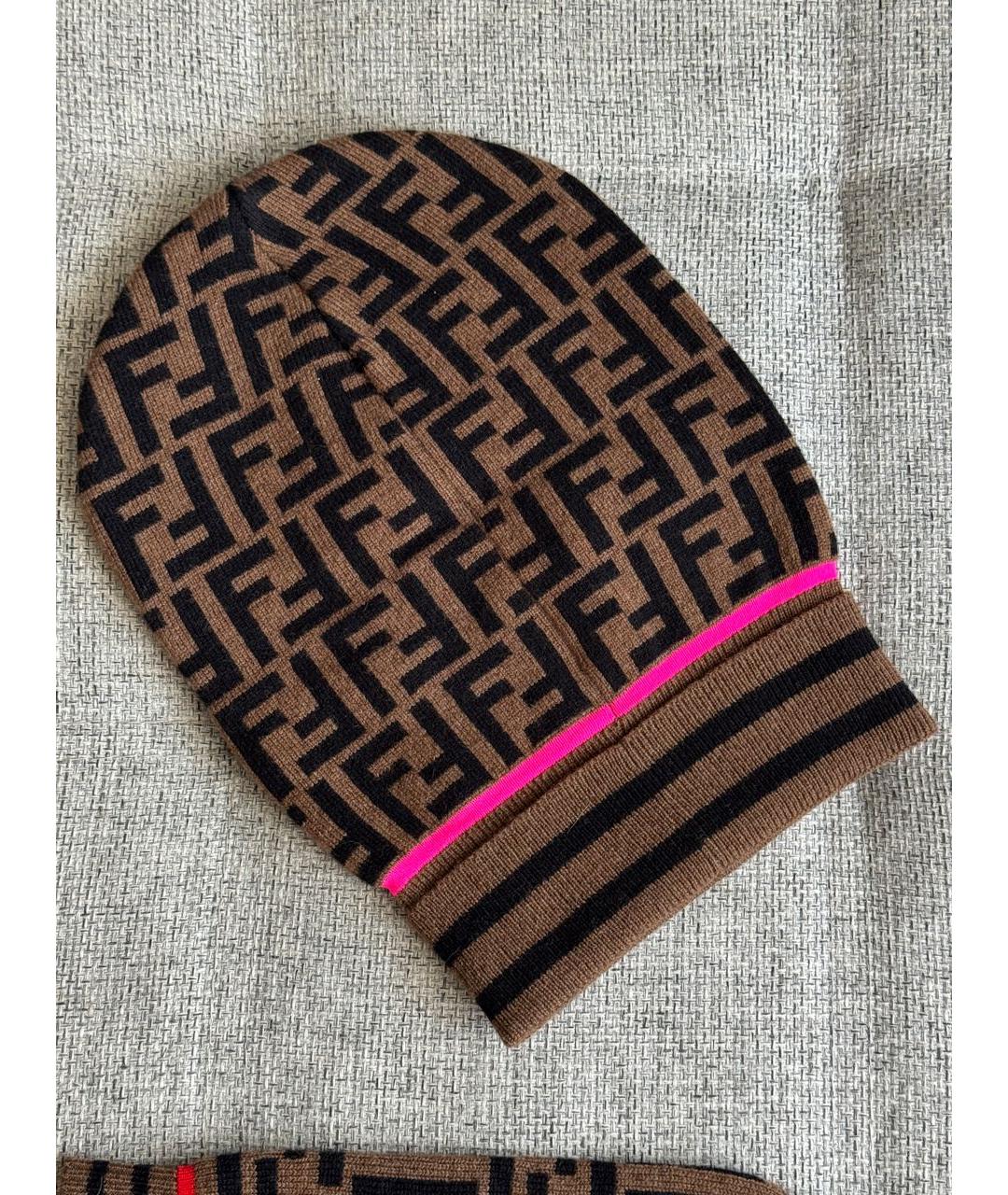 FENDI Коричневая кашемировая шапка, фото 5