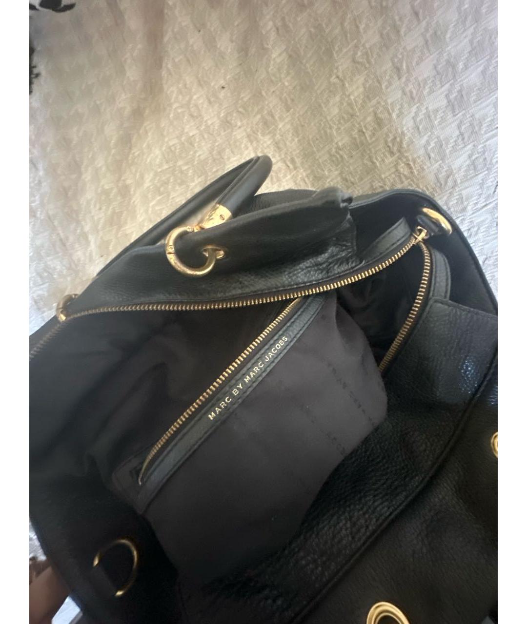 MARC BY MARC JACOBS Черная кожаная сумка с короткими ручками, фото 8
