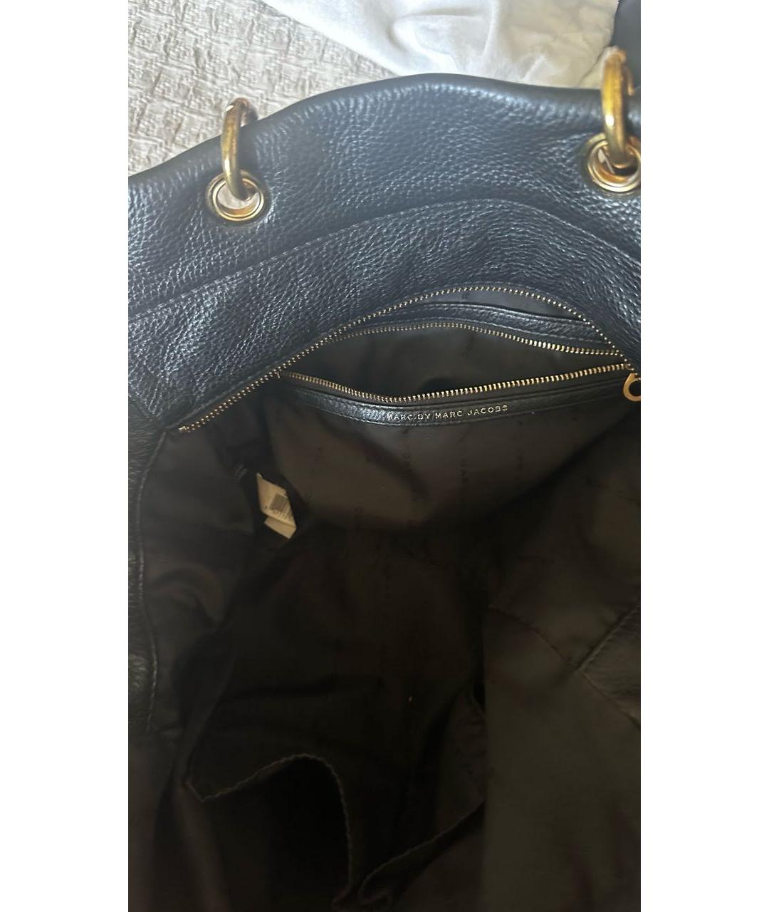 MARC BY MARC JACOBS Черная кожаная сумка с короткими ручками, фото 4