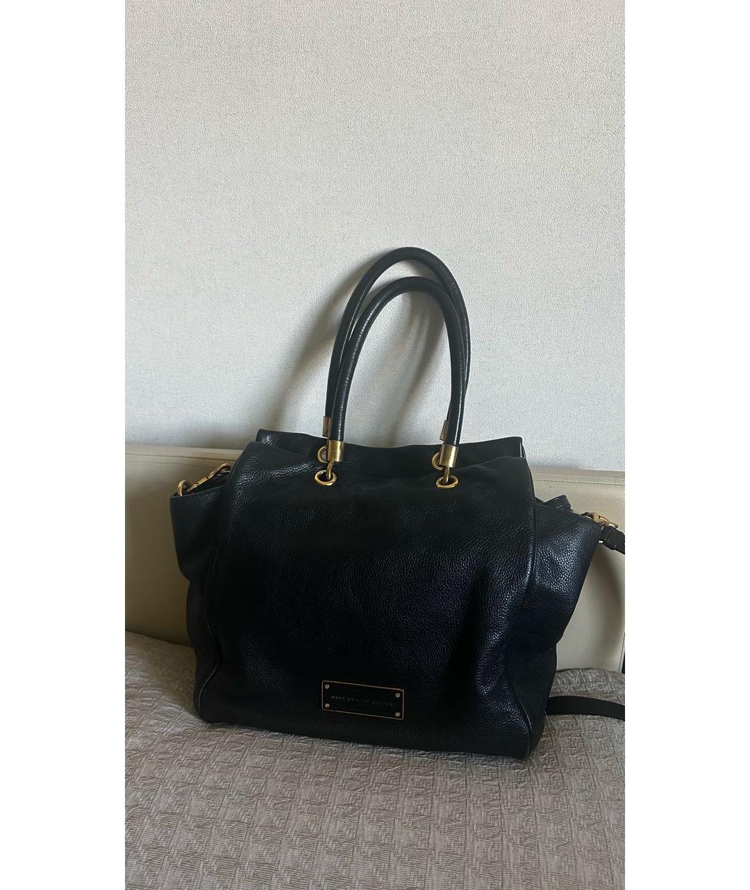 MARC BY MARC JACOBS Черная кожаная сумка с короткими ручками, фото 9