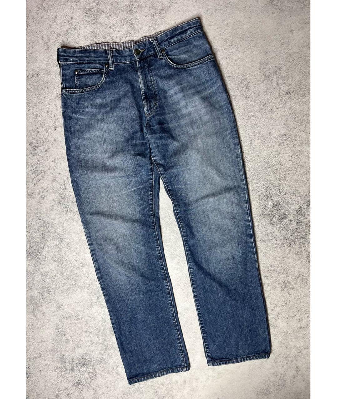ZEGNA Синие хлопковые прямые джинсы, фото 9