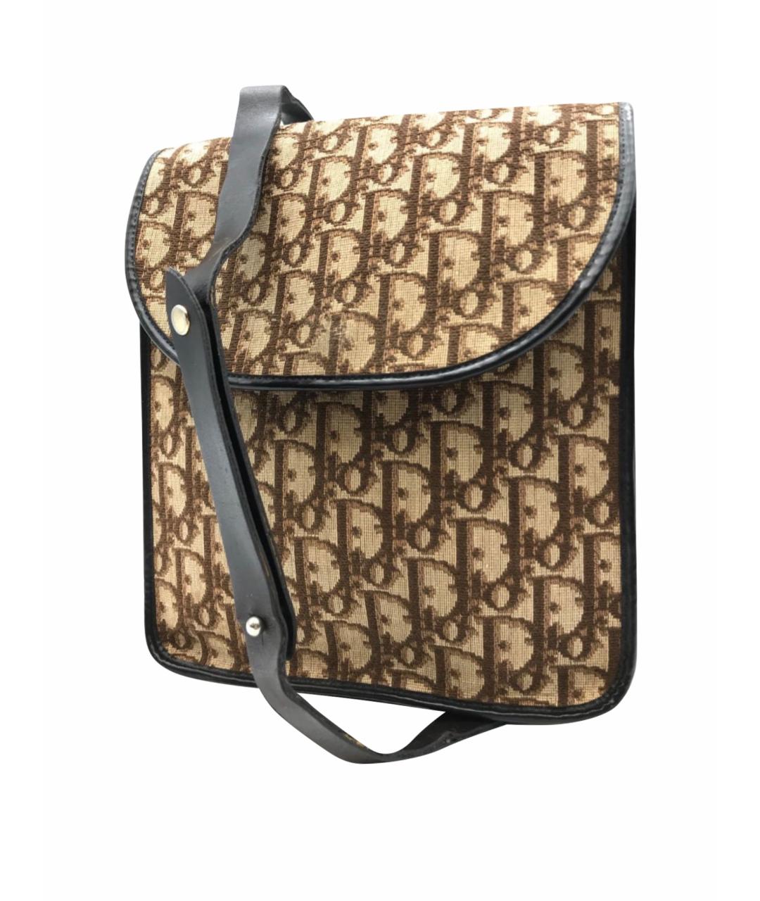 CHRISTIAN DIOR Бежевая жаккардовая сумка через плечо, фото 1
