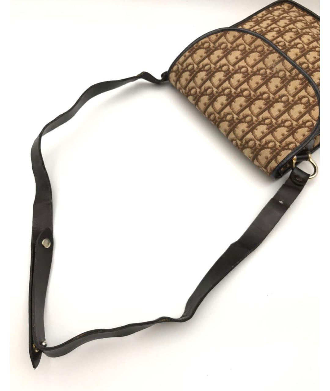 CHRISTIAN DIOR Бежевая жаккардовая сумка через плечо, фото 4
