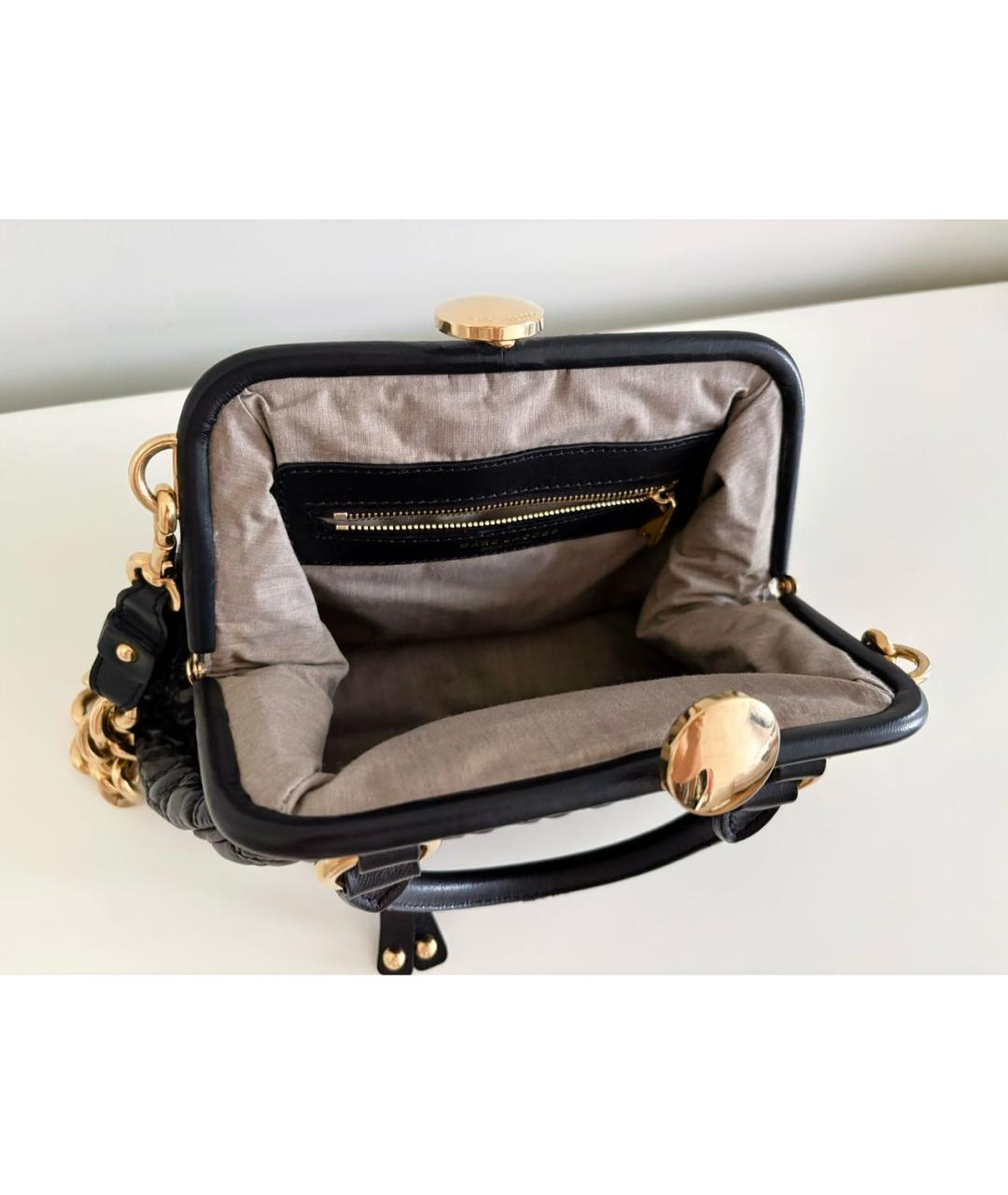 MARC JACOBS Черная кожаная сумка с короткими ручками, фото 4