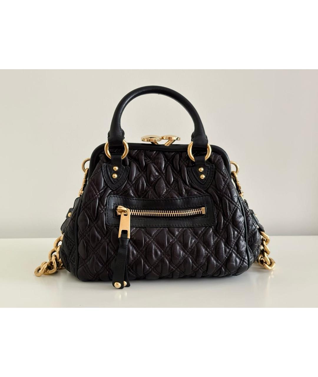 MARC JACOBS Черная кожаная сумка с короткими ручками, фото 3