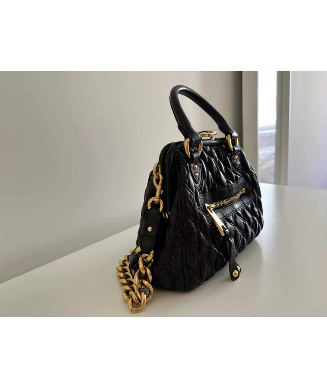 MARC JACOBS Черная кожаная сумка с короткими ручками, фото 2