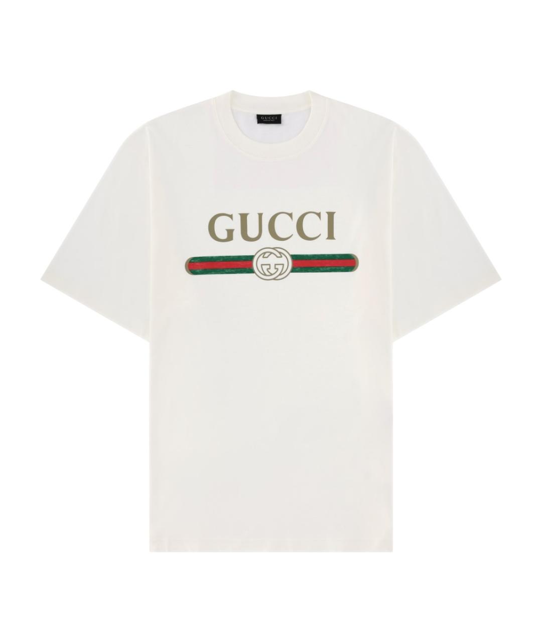 GUCCI Белая хлопковая футболка, фото 1