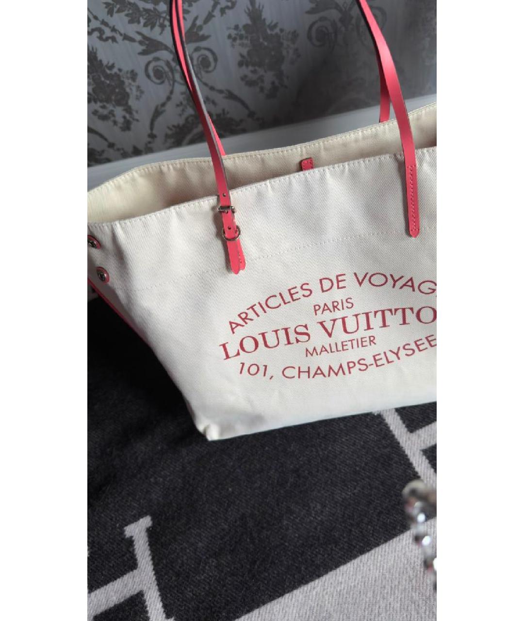LOUIS VUITTON Бежевая канва пляжная сумка, фото 4