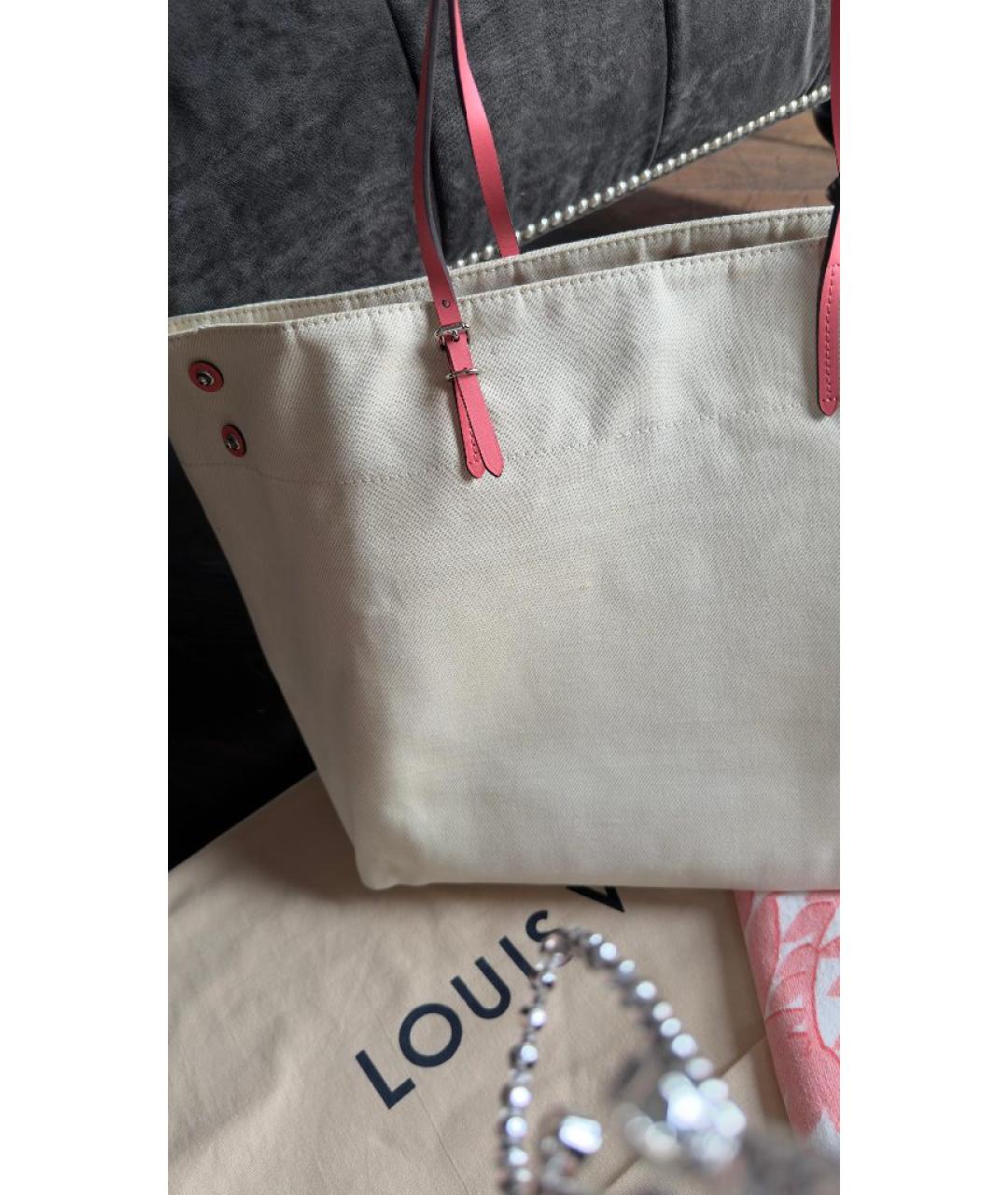 LOUIS VUITTON Бежевая канва пляжная сумка, фото 3