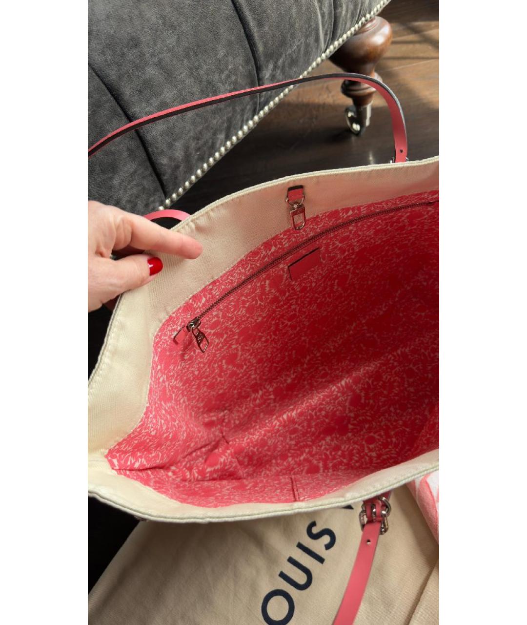 LOUIS VUITTON Бежевая канва пляжная сумка, фото 6