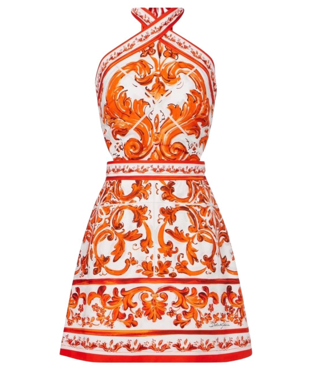 DOLCE&GABBANA Оранжевое хлопковое коктейльное платье, фото 1