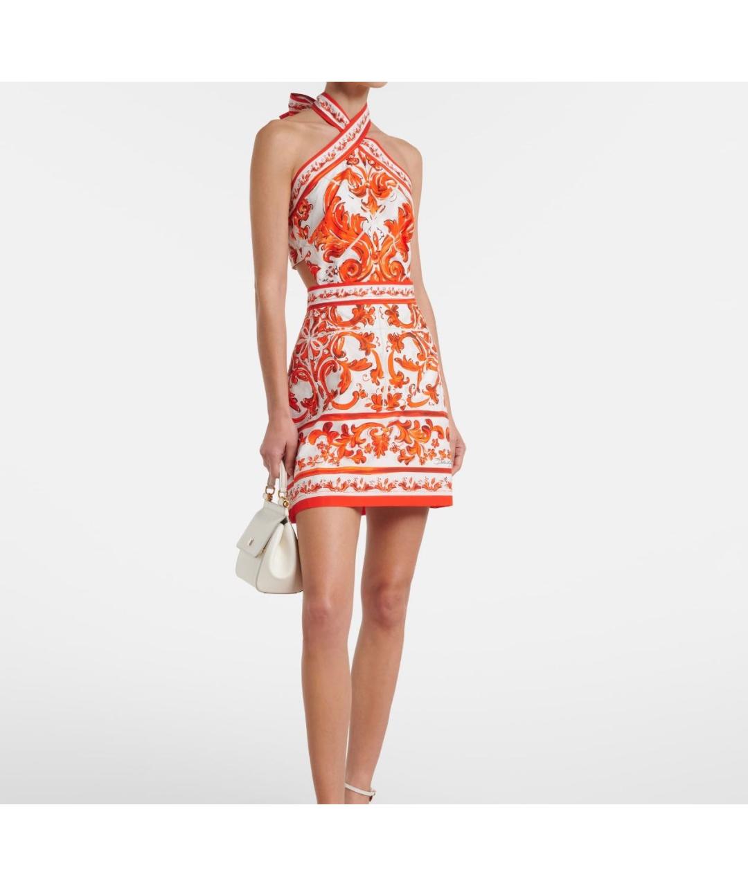 DOLCE&GABBANA Оранжевое хлопковое коктейльное платье, фото 3