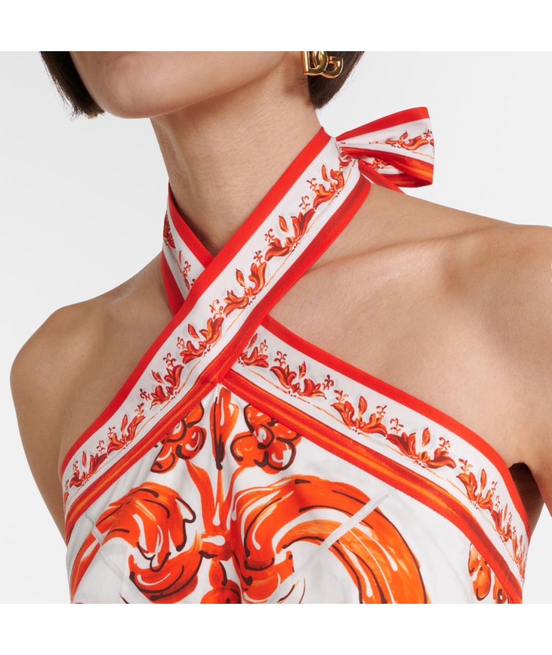 DOLCE&GABBANA Оранжевое хлопковое коктейльное платье, фото 4
