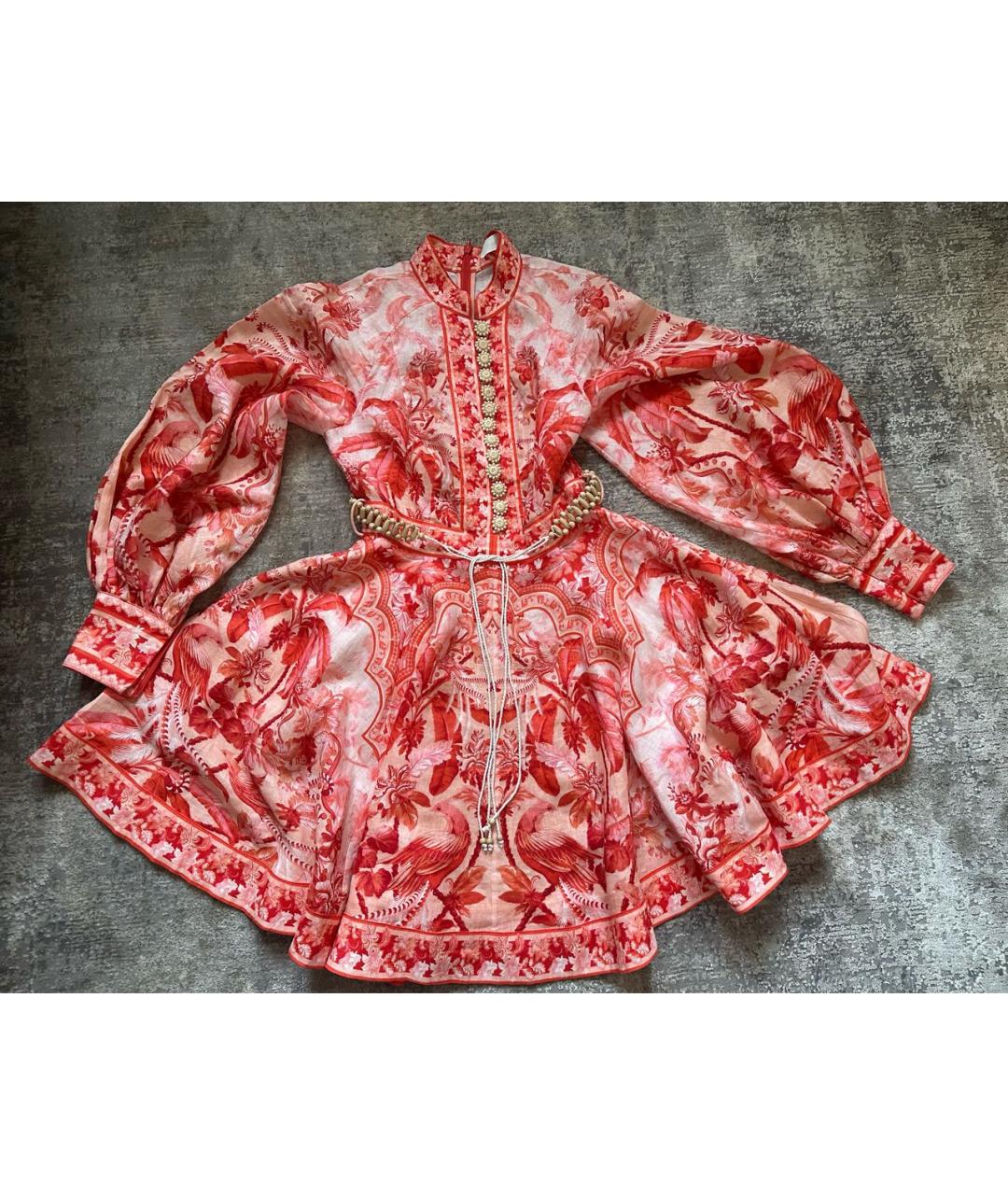 ZIMMERMANN Красное льняное повседневное платье, фото 7