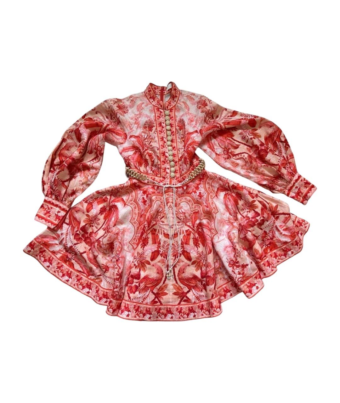 ZIMMERMANN Красное льняное повседневное платье, фото 1