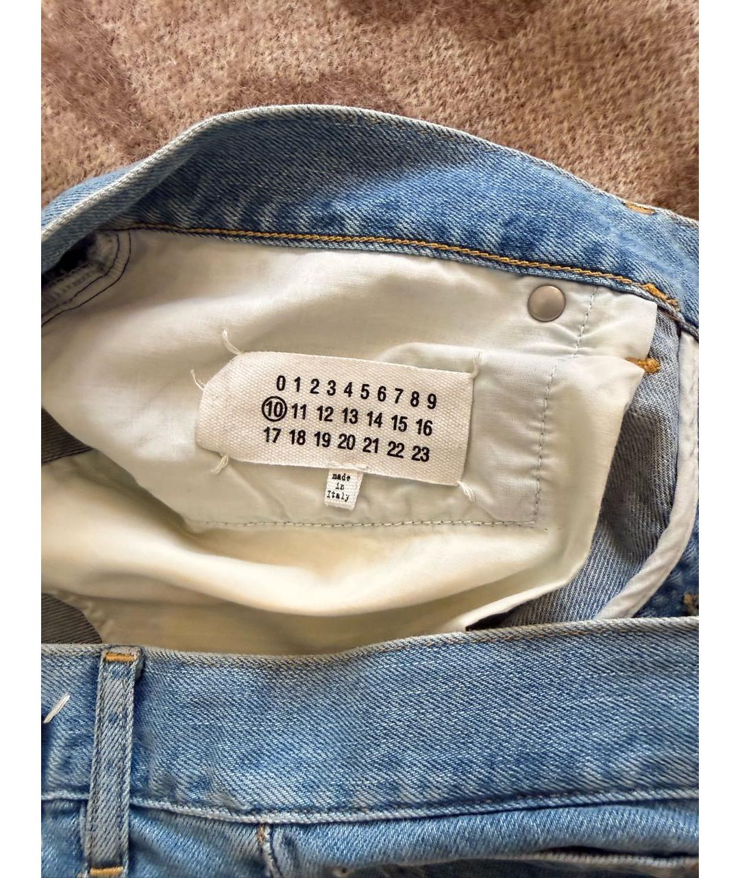 MAISON MARGIELA Голубые хлопковые прямые джинсы, фото 4