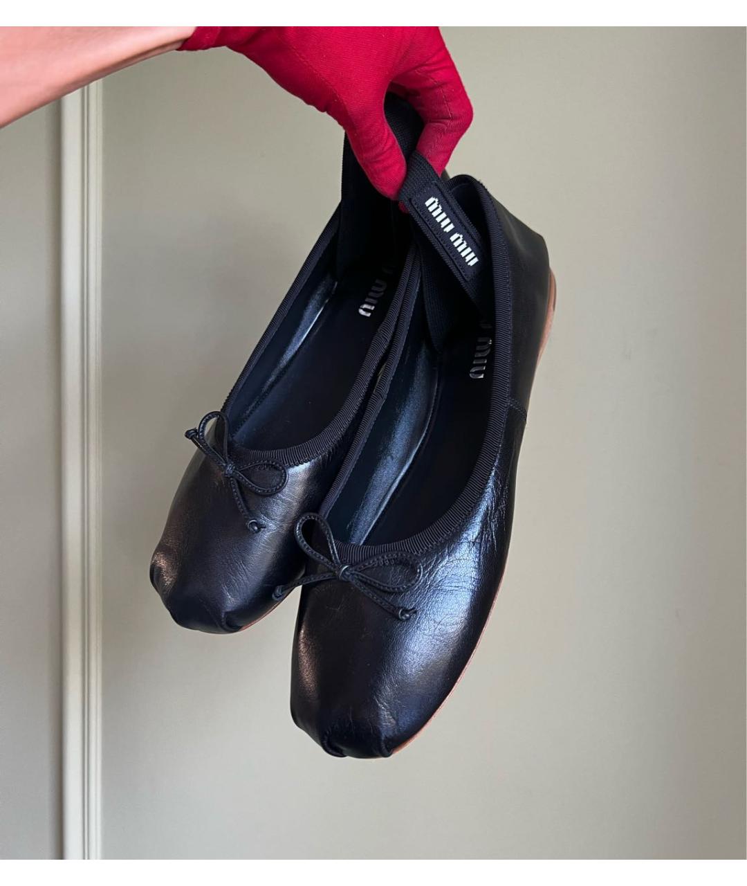 MIU MIU Черные кожаные балетки, фото 6