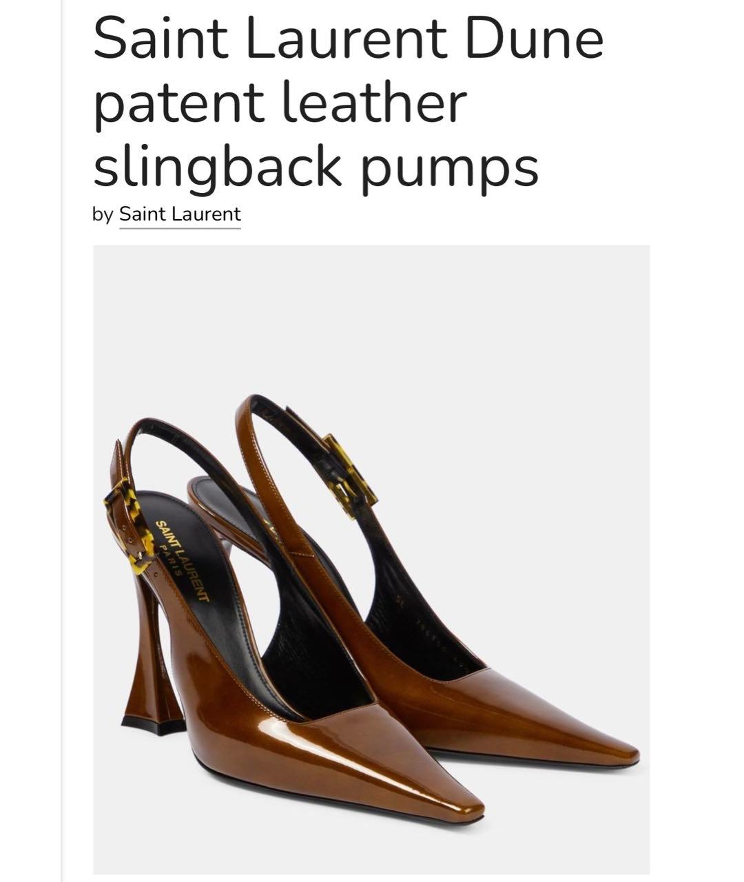SAINT LAURENT Коричневые туфли из лакированной кожи, фото 3