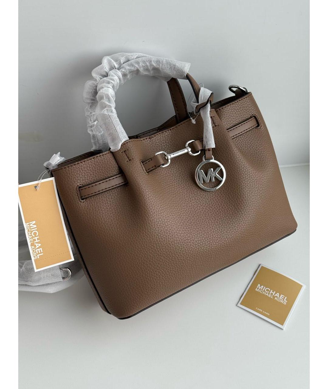 MICHAEL KORS Коричневая кожаная сумка с короткими ручками, фото 9
