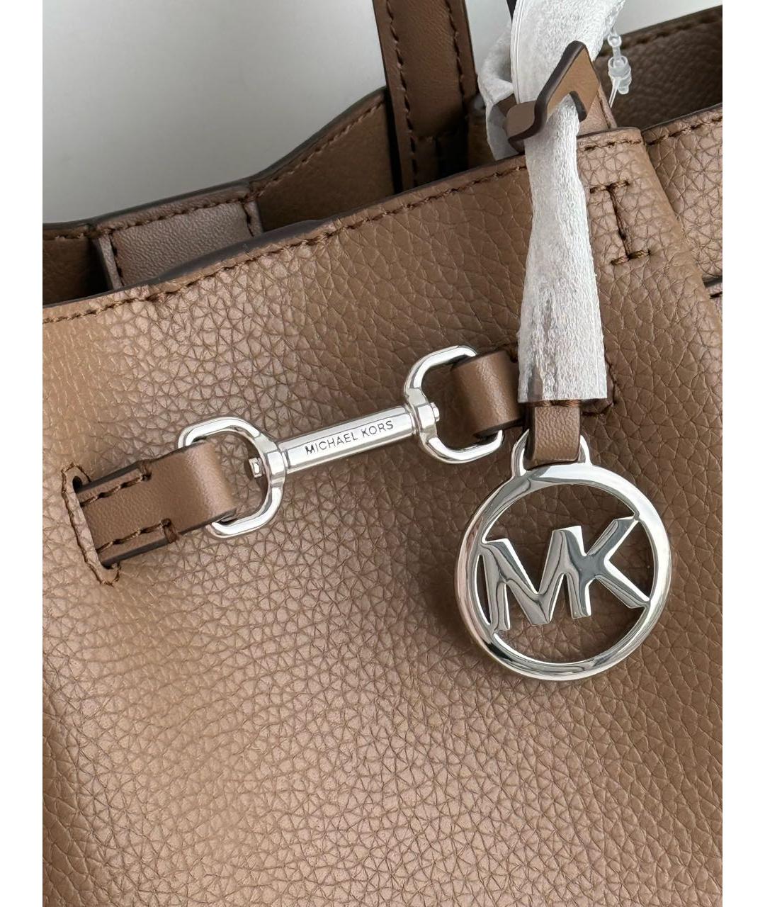 MICHAEL KORS Коричневая кожаная сумка с короткими ручками, фото 5
