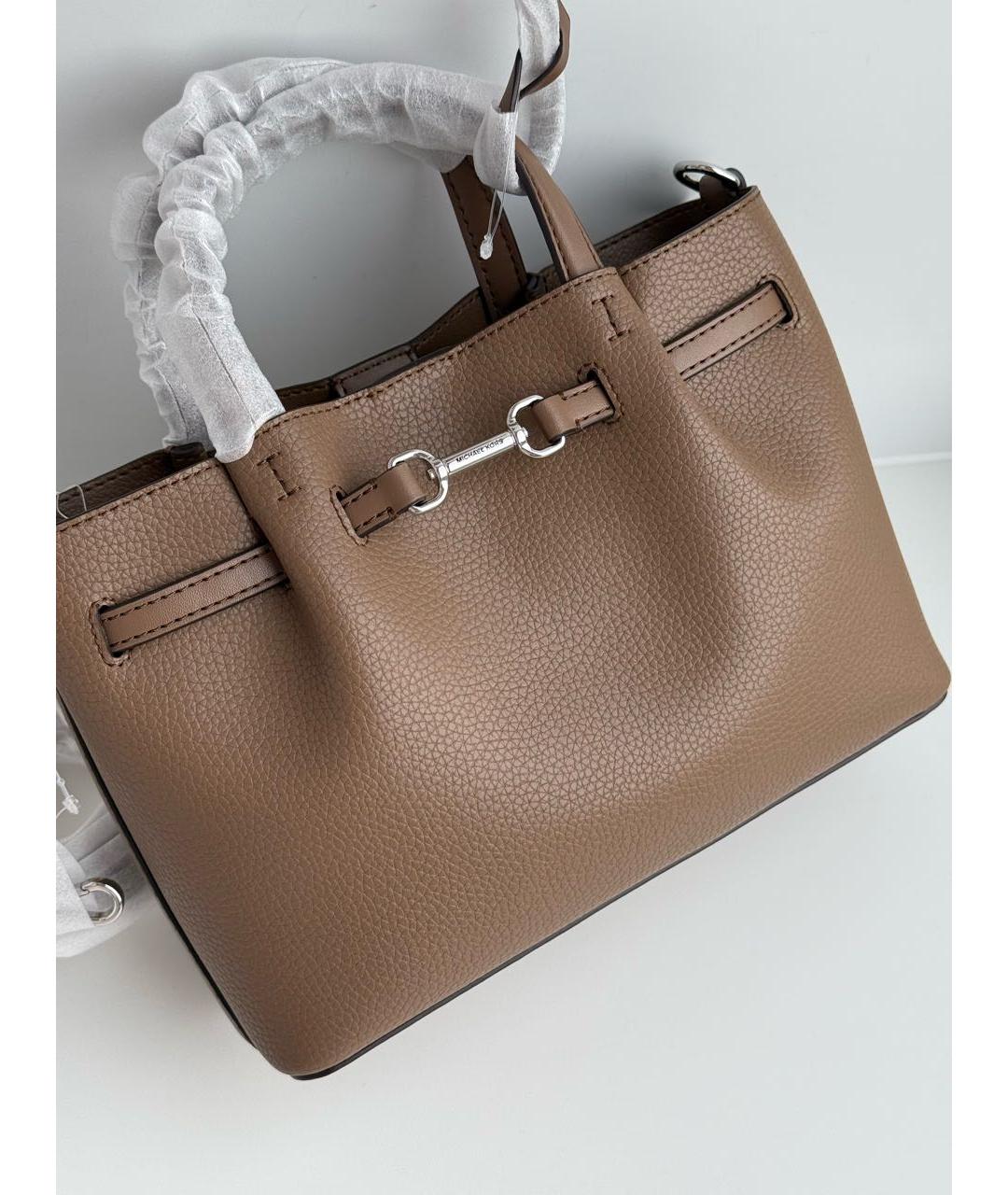 MICHAEL KORS Коричневая кожаная сумка с короткими ручками, фото 4