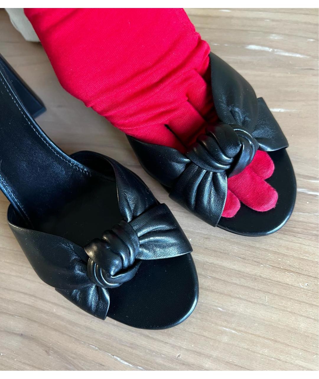 SAINT LAURENT Черные кожаные мюли, фото 5