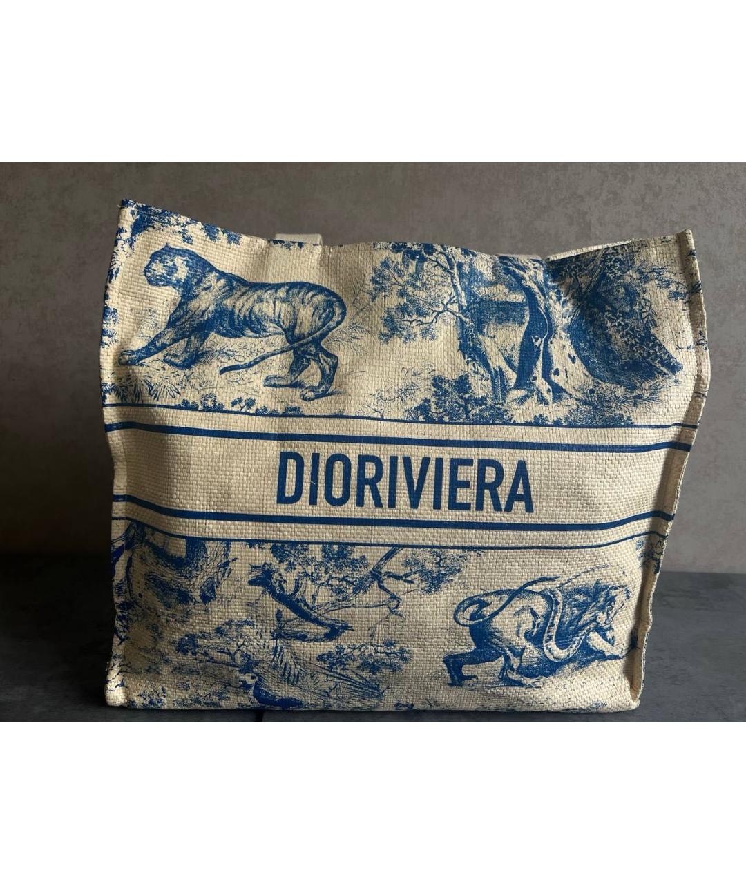 CHRISTIAN DIOR Бежевая жаккардовая сумка тоут, фото 3