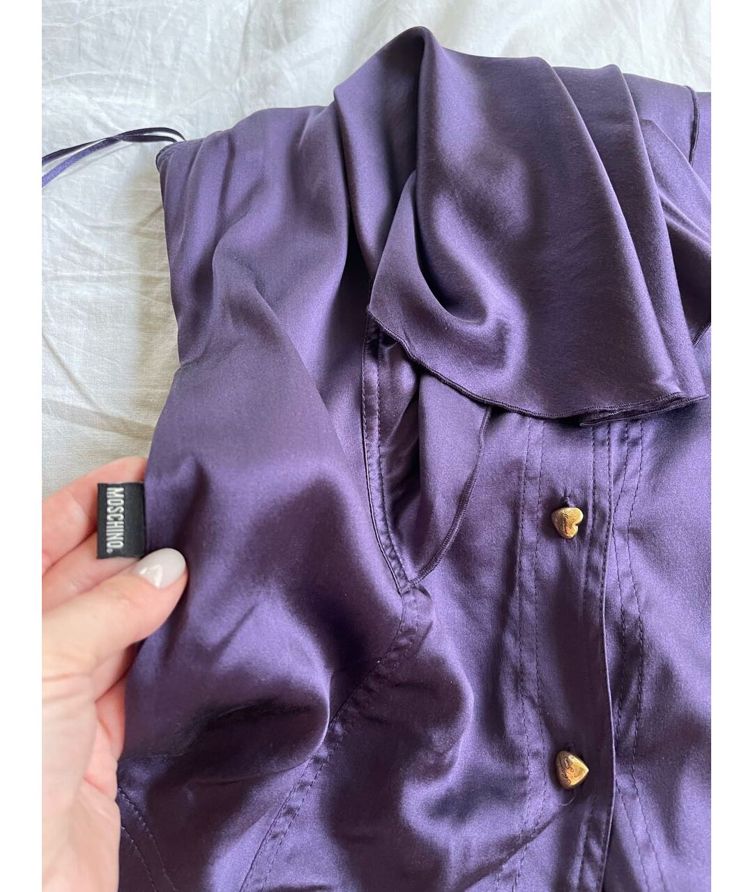 MOSCHINO Фиолетовая шелковая блузы, фото 6