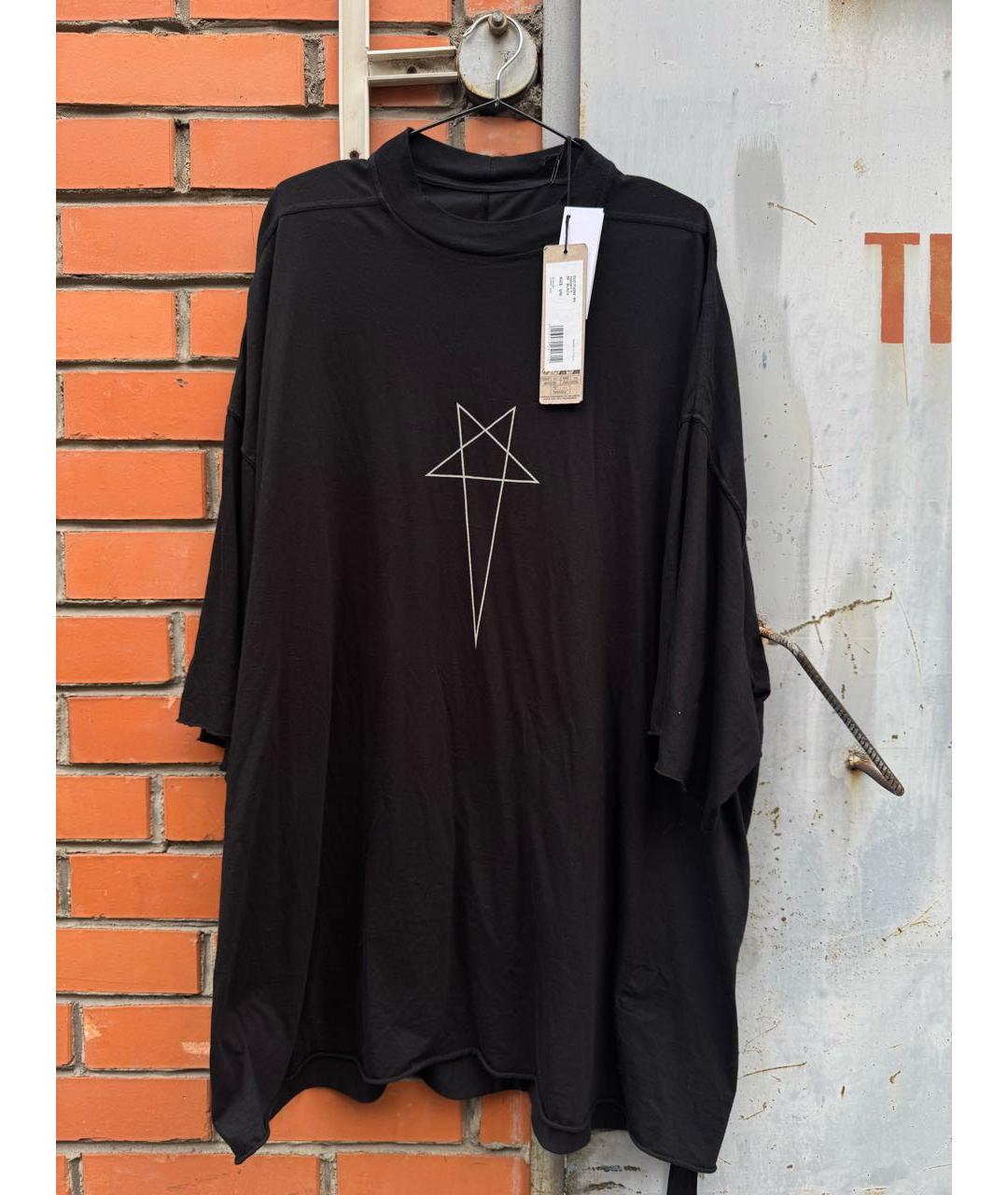 RICK OWENS Черная хлопковая футболка, фото 6
