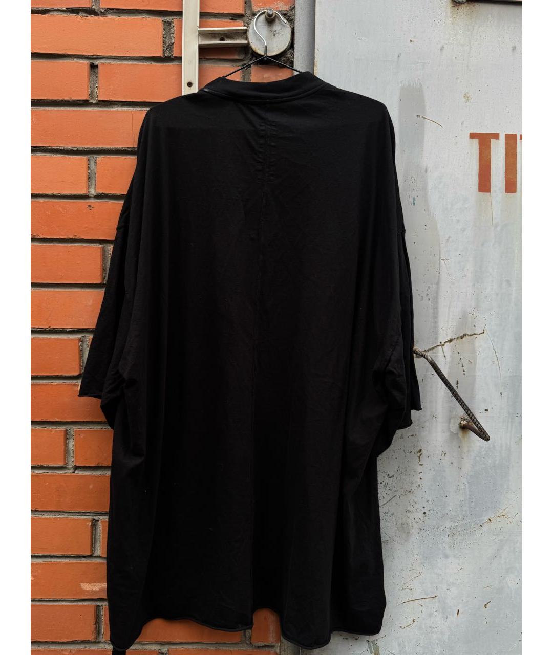 RICK OWENS Черная хлопковая футболка, фото 2