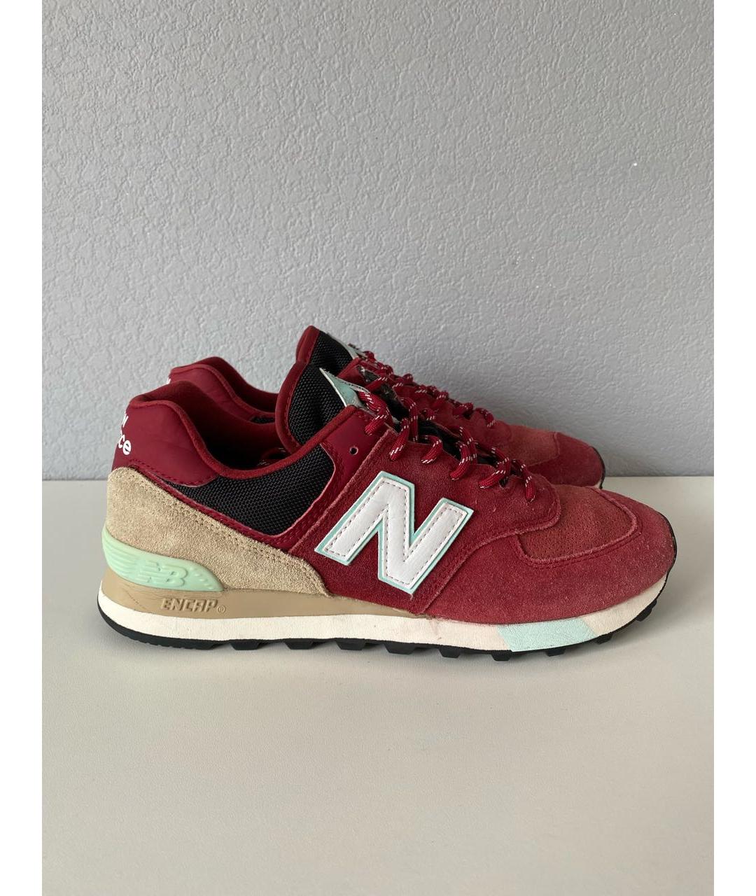NEW BALANCE Бордовые замшевые низкие кроссовки / кеды, фото 4