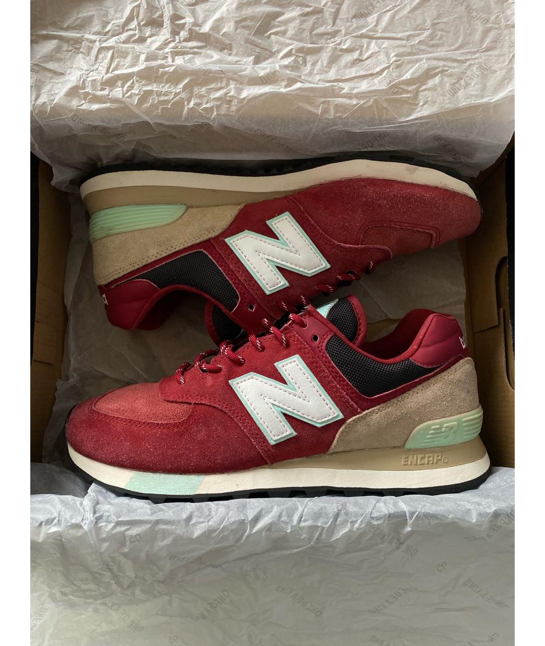 NEW BALANCE Бордовые замшевые низкие кроссовки / кеды, фото 2