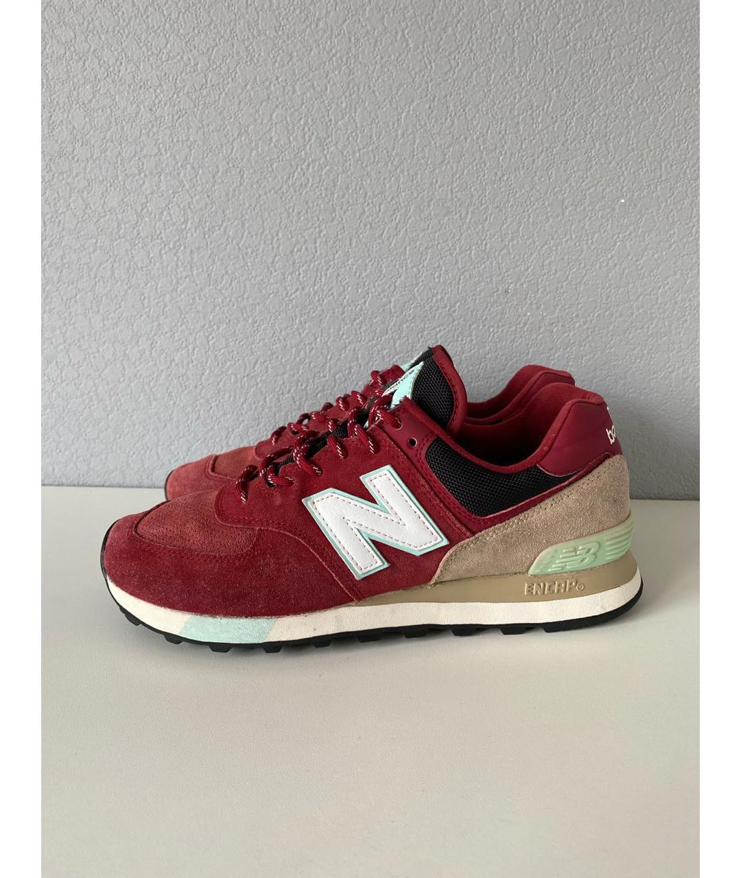 NEW BALANCE Бордовые замшевые низкие кроссовки / кеды, фото 3