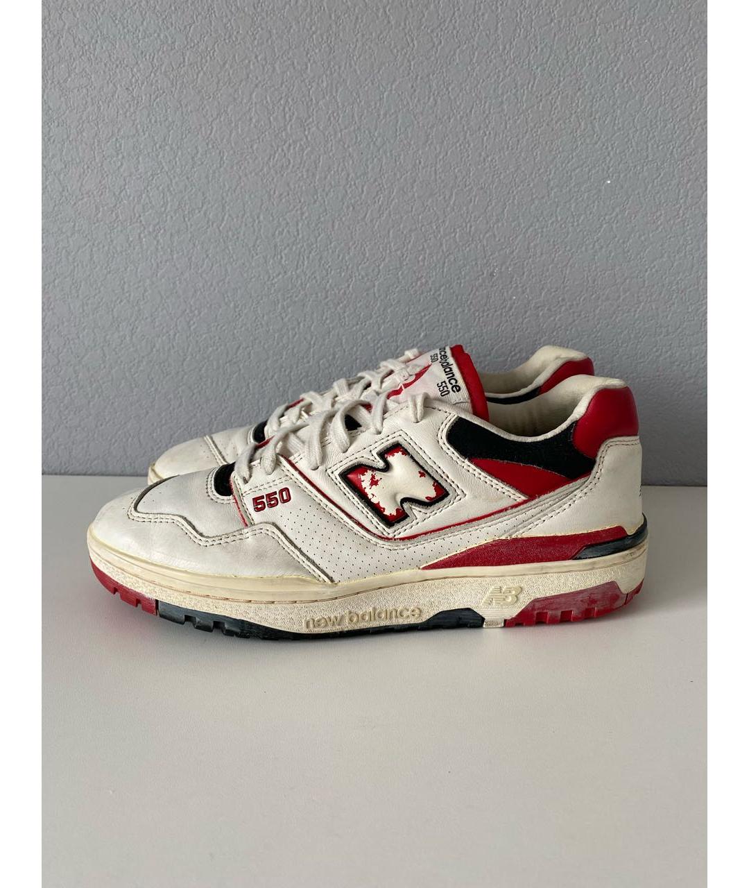 NEW BALANCE Белые кожаные низкие кроссовки / кеды, фото 3