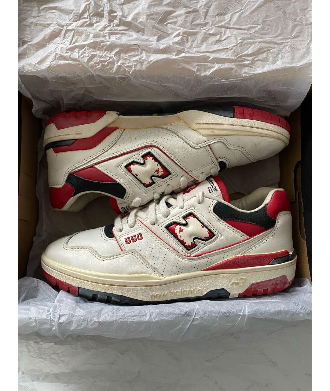 NEW BALANCE Белые кожаные низкие кроссовки / кеды, фото 2